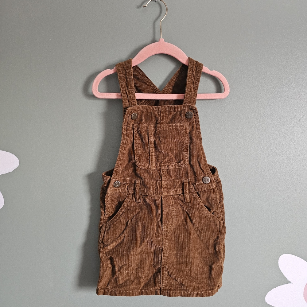 3T Brown Corduroy Overall Dress